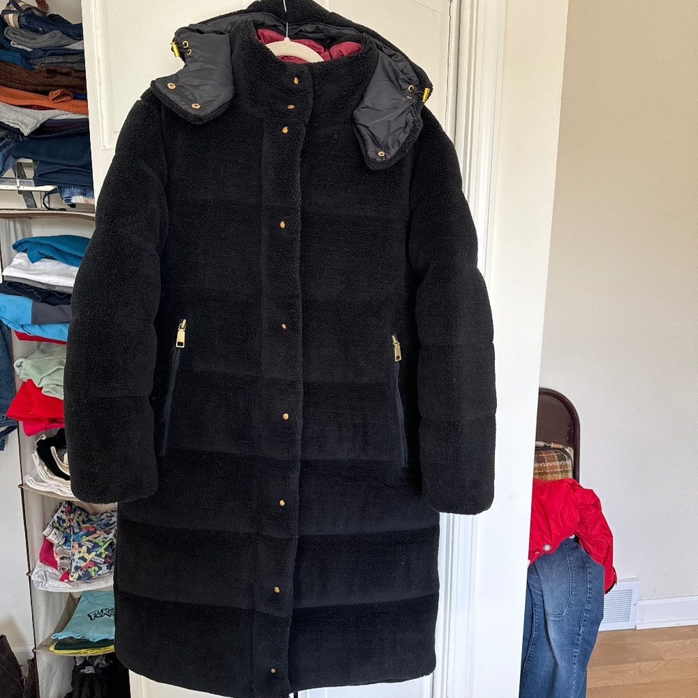 Rebecca Minkoff Long hooded puffer coat black